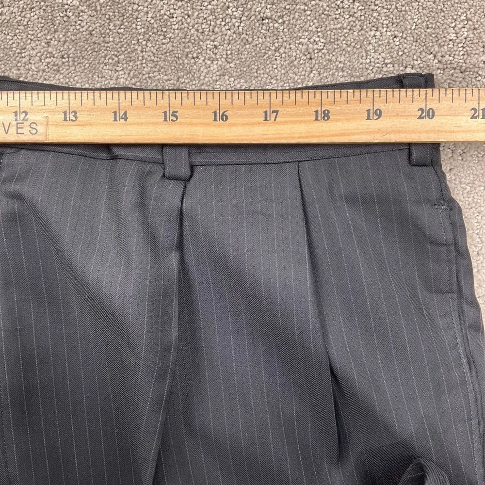 JOS A BANK Signature Suit Mens 46L 40W 29L  Black Purple Pinstripe 2 Button Wool